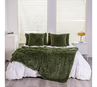 YUSOKI Twin Size Faux Fur Throw Blanket(Olive Green,60" x 80"),Whithout Pillows,Winter Lightweight Plush Fuzzy Soft Cozy Microfiber Comfy Bed Blanket for Women Kids Girls Couch Sofa Washable
