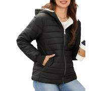 Yuson Girl Winter Jacket for Women UK Lightweight Hooded Puffer Coat Short | Warm Fleece Lined Quilted Padded Winter Coat, Water Resistant, Windproof Parka, Zip Outerwear with Pockets