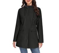 Yuson Girl Women's Coats Lightweight Jackets Elegant Spring Coat Ladies Outdoor Windbreaker Womens Jacket Transition with Drawstring Zipper Hood Casual Parka for Spring Summer Autumn(Black, L)