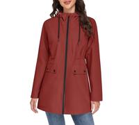 Yuson Girl Women's Coats Lightweight Jackets Elegant Spring Coat Ladies Outdoor Windbreaker Womens Jacket Transition with Drawstring Zipper Hood Casual Parka for Spring Summer Autumn(Burgundy, M)