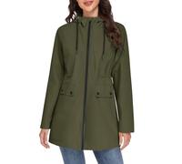 Yuson Girl Women's Coats Lightweight Jackets Elegant Spring Coat Ladies Outdoor Windbreaker Womens Jacket Transition with Drawstring Zipper Hood Casual Parka for Spring Summer Autumn(Army green, XL)