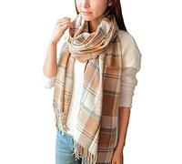 Yuson Girl Women's Fashion Long Shawl Big Grid Winter Warm Lattice Large Scarf (Beige)(Size: One Size)