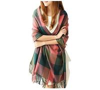 Yuson Girl Women's Fashion Long Shawl Big Grid Winter Warm Lattice Large Scarf (Red green)(Size: One Size)