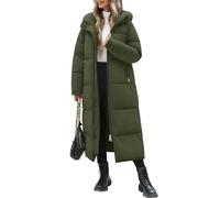 Yuson Girl Women's Long Coats Winter Jackets for Women Quilted Padded Coats Elegant Thermal Ladies Puffer Jackets Zipper Hooded Parka Overcoat Water Repellent Windproof Outerwear(Army green, L)