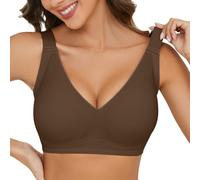 Yuson Gril Bras for Women Seamless Wireless Push Up Bras Comfort Support No Underwire Bralettes Full Coverage Bra Large Breasts T Shirt Bra Sports Sleep Everyday Bra Regular & Plus Size(Brown, XL)