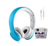YUSONIC Kids Headphones, Foldable Design, 85dB Volume Limited, Blue Camo Pattern, Audio Sharing Port (BLUE)
