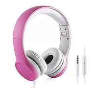 YUSONIC Kids Headphones, Foldable Design, 85dB Volume Limited, Blue Camo Pattern, Audio Sharing Port (PINK)