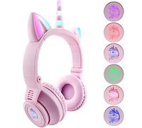 YUSONIC Unicorn Headphones, Bluetooth Headphones for Girls Boys Laptop Tablet, LED Lighting Kids Headphones for Birthday Travel School Gifts (VIOLET)