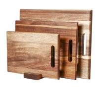 YUSOTAN 3-piece Acacia Wood Cutting Board Set for Kitchen, Large Wooden Cutting Board Set with Handle, Thick Chopping Board, Butcher Block Wooden Trays for Meat, Fruit Vegetable and Cheese