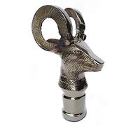 Yusra Gifts Antique Embossed Solid Brass Goat Head Handle for Walking Stick Canes Shaft