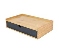 YUSSEQDD Bamboo Desk Organizer Stackable Storage Solution Polished Eco Friendly Desktop Storage Drawer Can Cosmetics Three Layer Desk Organization For Office Supplies, black, 1 layer