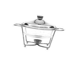 YUSSEQDD Buffet Server With Metal Lid Food Delicious And Warm During Events Offering Practicality And Style Together Buffet Server With Metal Lid Glass Servers Clear, Silver, 20.3x 32.8cm