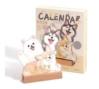 YUSSEQDD Cute Cat Dog Series Desk Calendar With Sturdy Base 2026 Puppies And Kittens Art Collection Annual Pet Art Featuring Unique Illustrations Of Twelve Month Old Puppies And Kittens, type+1