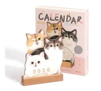 YUSSEQDD Cute Cat Dog Series Desk Calendar With Sturdy Base 2026 Puppies And Kittens Art Collection Annual Pet Art Featuring Unique Illustrations Of Twelve Month Old Puppies And Kittens, type+2