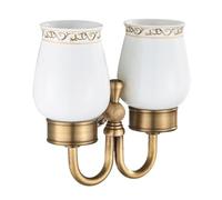 YUSSEQDD Double Cup Brush Holder With Antique Brass Ceramic Toothpaste Holder And Wall Mount Toothbrush To Elevate Style Double Ceramics Cup Storage