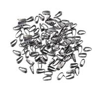 YUSSEQDD Durable Pinch Bails For Jewelry Making Includes 200pcs Clasp Connectors DIY Crafting Beads Pendants Necklaces Bracelets Metal Jewelry Findings Components Supplies Chain, Silver Black, 2x6mm
