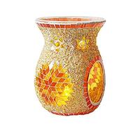 YUSSEQDD Elegant Mosaic Glass Oil Burner Candle Holder Wax Melt Home Decor, Orange