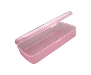 YUSSEQDD Empty Rectangular Nail Tool Organizer Beads Polishing Strip Nail Brush Pens Portable Manicure Storage Case Clippers Cuticle Pusher Case Container, Pink, L