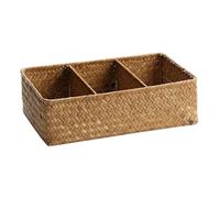 YUSSEQDD Hand Woven Japanese Storage Basket with Dividers Rustic Style Wicker Desk Organizer Versatile Solution Japanese Woven Storage Basket Desk Hand Straw Weaving