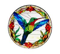 YUSSEQDD Handcrafted Metal Hummingbird Wall Hanging Decoration 8inch Unique Round Garden Artwork Living Room And Patio Metal Iron Colorful Bird Wall Art Sculpture, Style A