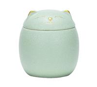 YUSSEQDD Large Capacity Ceramic Canisters Cute For Wide Application Cat Form Ceramic Tea Jars Ceramics Cat Shape Storage Jars, green, 500ml