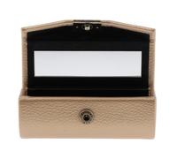 YUSSEQDD Leather Lipstick Case Holder with Mirror Classical and Decent Vintage Style for Storing Tiny Items Size.Put Into Handbag Compact Lipstick Case with Mirror, Champagne, 9 CM