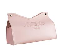 YUSSEQDD Pumping Paper Case Tissue Container Elegant Desktop Napkin Organizer Nordic Style Bronze Metal Buttons Easy Extraction Modern Triangle Tissue Box Cover Large Storage, Pink
