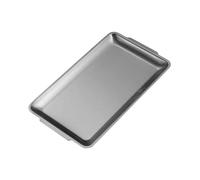 YUSSEQDD Serving Tray Buffet Dinner Food Serving Tray Stainless Steel Rectangle Metal Plate Barbecue Food Stainless Steel Metal Dinner Plates With Handles, Silver, 32x16cm