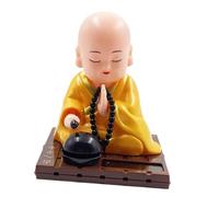 YUSSEQDD Solar Dancing Figures Ornament Nodding Head Cute Round Face Creates Peaceful Religious Atmosphere For Car Or Home Figurine Solar Head Toys Car Dashboard Ornament, Yellow, L