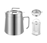 YUSSEQDD Stainless Steel Oil Storage Can With Filter Lid And Frying Basket Versatile Tool For Deep Frying And Storing Oil Stainless Steel Strainer Pot Container, 1.8L