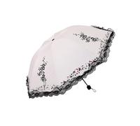 YUSSEQDD Sun Umbrella with Lace Side Small and Portable for Sunny Days Lace Side Umbrella Polyester Dual- Elegant Lace Side, Plum Blossom White