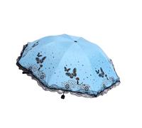 YUSSEQDD Sun Umbrella with Lace Side Small and Portable for Sunny Days Lace Side Umbrella Polyester Dual- Elegant Lace Side, Blue