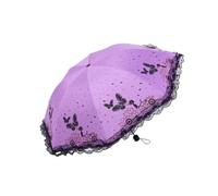 YUSSEQDD Sun Umbrella with Lace Side Small and Portable for Sunny Days Lace Side Umbrella Polyester Dual- Elegant Lace Side, Purple