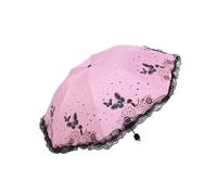 YUSSEQDD Sun Umbrella with Lace Side Small and Portable for Sunny Days Lace Side Umbrella Polyester Dual- Elegant Lace Side, Pink