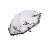 YUSSEQDD Sun Umbrella with Lace Side Small and Portable for Sunny Days Lace Side Umbrella Polyester Dual- Elegant Lace Side, White