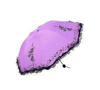 YUSSEQDD Sun Umbrella with Lace Side Small and Portable for Sunny Days Lace Side Umbrella Polyester Dual- Elegant Lace Side, Plum Blossom Purple