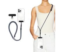 YUSSUNSNY Phone Lanyard Crossbody Strap, Universal Adjustable Cellphone Neck Holder with 1 Pack Tether Tab, Anti-Drop Anti-Theft Cell Phone Lanyards for Men Women, Grey