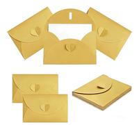 Yustella 20 Sets Mini Gift Card Envelopes, Small Golden Envelopes, 10 * 6.5CM Premium Pearlescent Paper Envelope with Heart Clasp for DIY Gift Cards, Weddings, Birthdays, Christmas Party Favors Etc
