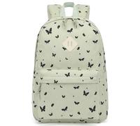 Yusudan Corduroy Girls Backpack - Kids Elementary School Backpacks - Middle School Bookbags - Women Travel Daypacks, Green Corduroy Butterfly, 12.2 x 6.7 x 16.9 inches