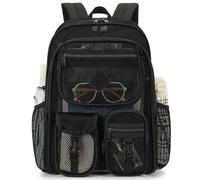 Yusudan Mesh Backpack for Girls Boys Kids, Heavy Duty Mesh Bookbag See Through Net Backpack for School Beach Swimming, Black, L, Casual