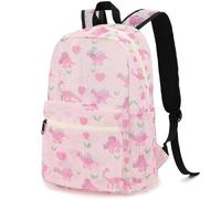 Yusudan Mesh Backpack for Girls, Kids Semi-Transparent School Bookbag Women See Through Beach Bag Daypack, Dinosaur Pink, L, Fashion