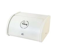 YUSUZH Multi Purpose Storage Container with Roll Lid Metal Bread Box Bin for Cookies Kitchen Counter for Homemade Bread(White)