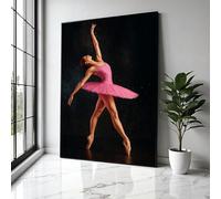 YUSUZHU Ballet Dancer in Pink Tutu, Graceful Pose Canvas Wall Art, Dance Decor Painting, Artistic Ballet Posters Prints Canvas(50x75cm/Frameless)