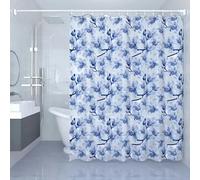 YUSUZHU Blue Plum Blossom Pattern Classical Blue Printing Waterproof Curtain Chinese Bathroom Curtain Waterproof, Easy To Clean 125x180cm/49x71in(WxH)