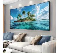 YUSUZHU Coastal Beach Decor - Scenery Tropical Island, Wall Decor For Living Room, Bedroom, Classic Mural, Ink Print, Canvas Art 40x80cm Withframe