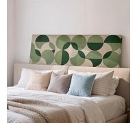 YUSUZHU Emerald Green Geometric Print, Wide Panoramic Framed Canvas Art, Dark Green Semi Circle Tile Pattern, Dining Room Decor(45x135cm/Inner Frame)