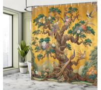 YUSUZHU Floral Plant Theme Vintage Shower Curtain Vine Green Leafy Peacock Fabric Bathroom Decorative Shower Curtain with Hook 157x183cm/62x72in(WxH)