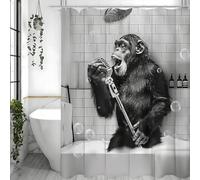 YUSUZHU Funny Monkey Black and White Fun Animals in Bathtub Curtain, Bathroom Decorative Shower Curtain,Waterproof Shower Curtain 120x190cm/47x75in(WxH)