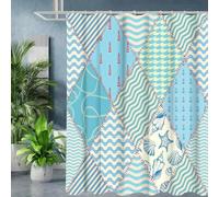 YUSUZHU geometric pattern Bathing Curtain Bathroom Letters Shower Curtain Waterproof With 12 Hooks Fish's Shade Opaque Home Decor 90x123cm/35x48in(WxH)