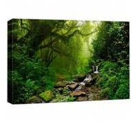 YUSUZHU Green Forest & Waterfall Poster Canvas Print Wall Art Nature Wilderness Photography Art Rustic Scenic Colorful Painting 80x120cm Frame